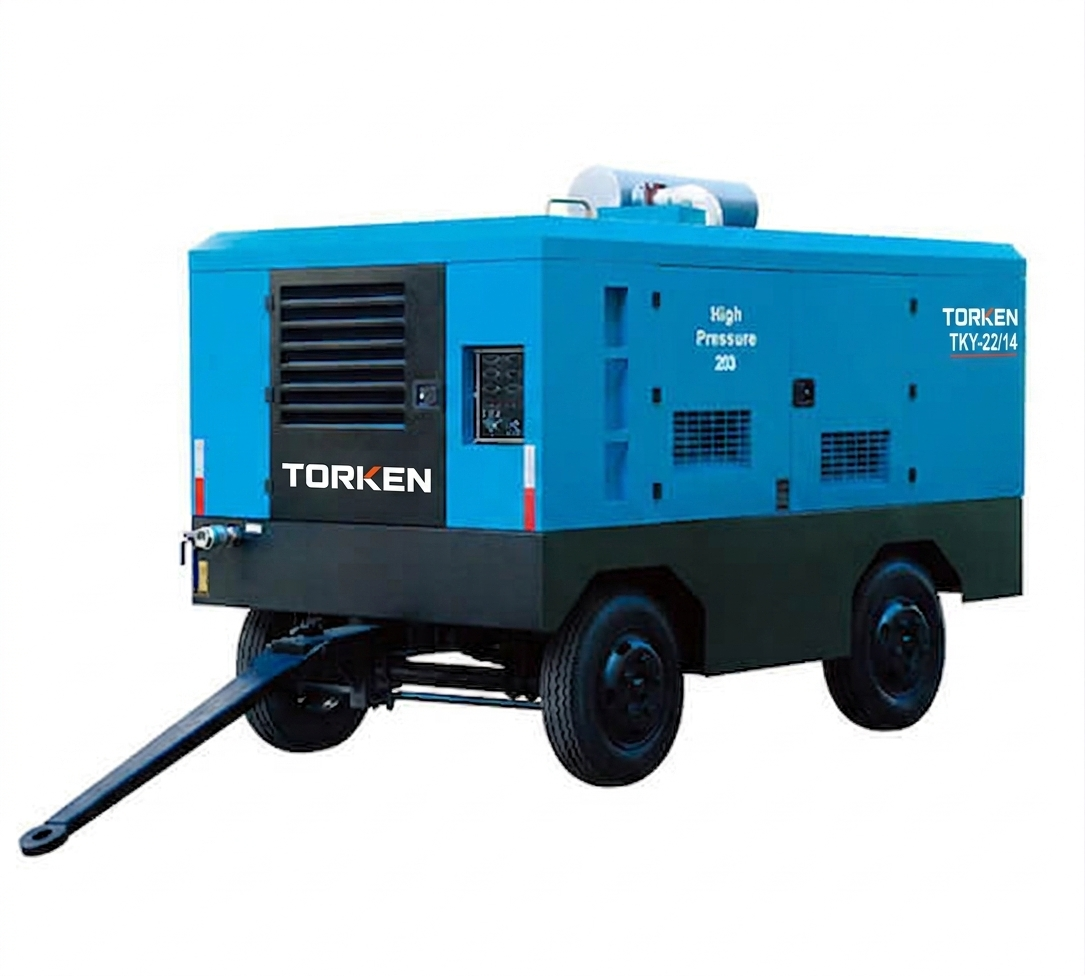 Compresor TORKEN TKY-27/25 con motor Yuchai 400 HP para perforación profunda